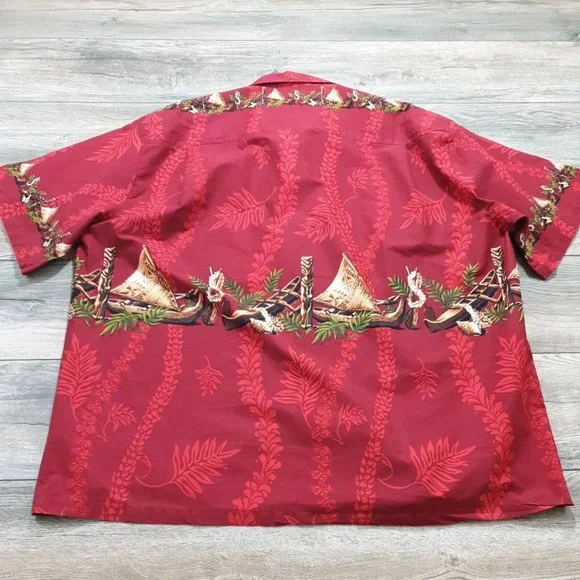 Winnie Fashion Mens 3XL Short Sleeve Shirt Hawaiian Vacation Party Shirt Canoe - Picture 6 of 8